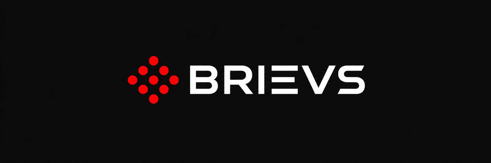 Brievs red dot symbol and white wordmark on charcoal