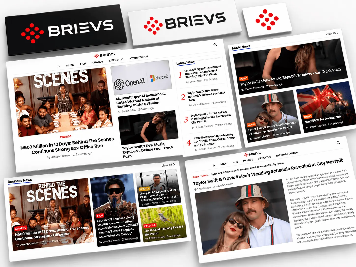Brievs brand and editorial website mosaic