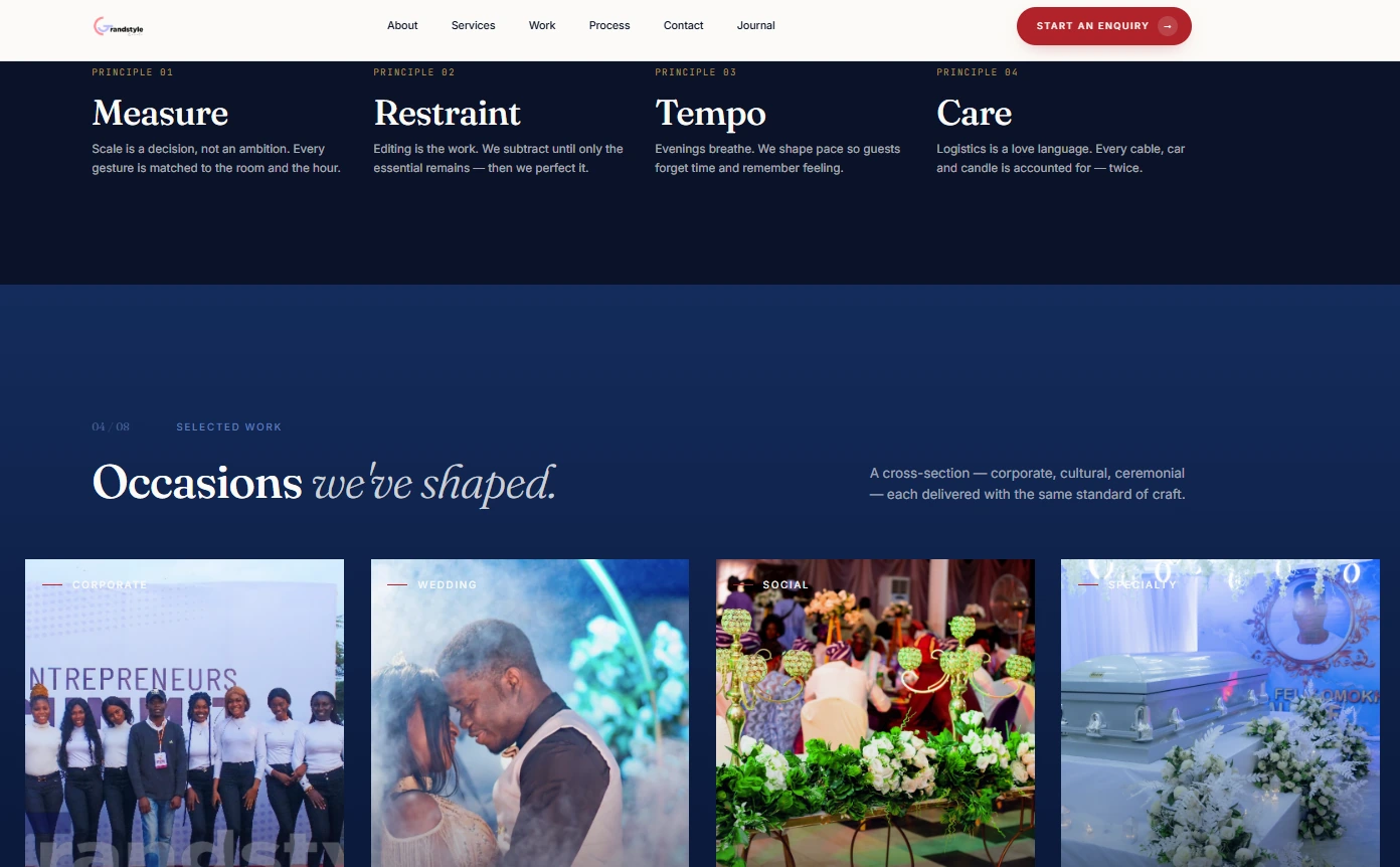 Event principles and selected occasions