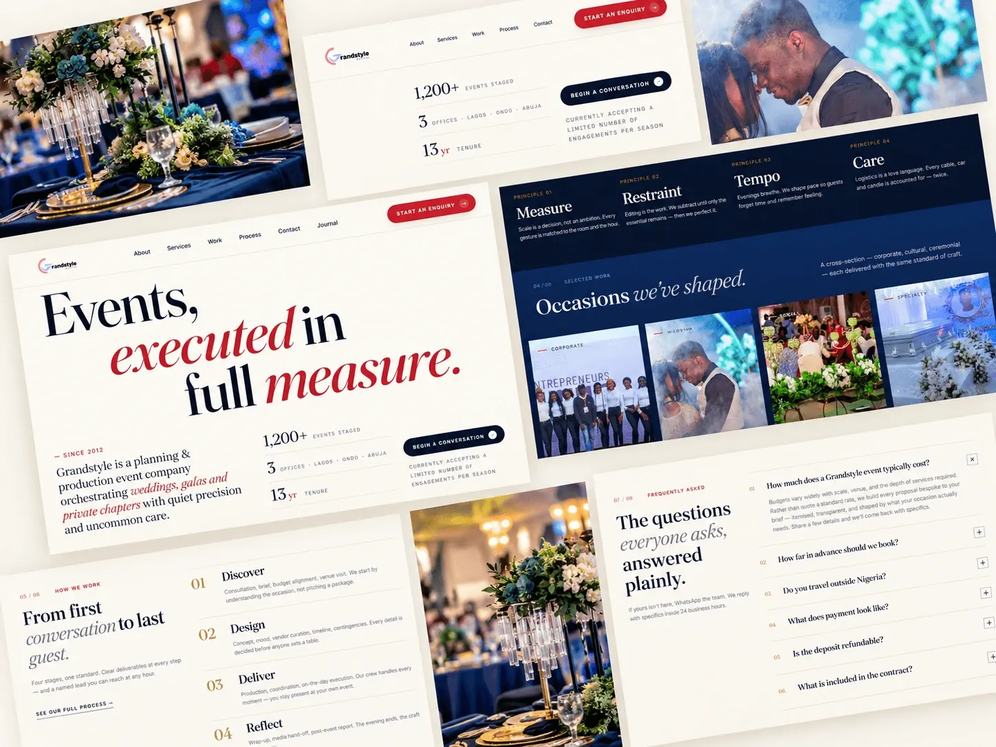 Grandstyle Events website portfolio mosaic