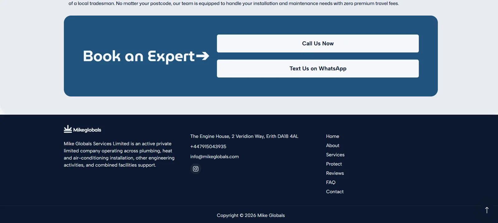 Direct call and WhatsApp contact routes