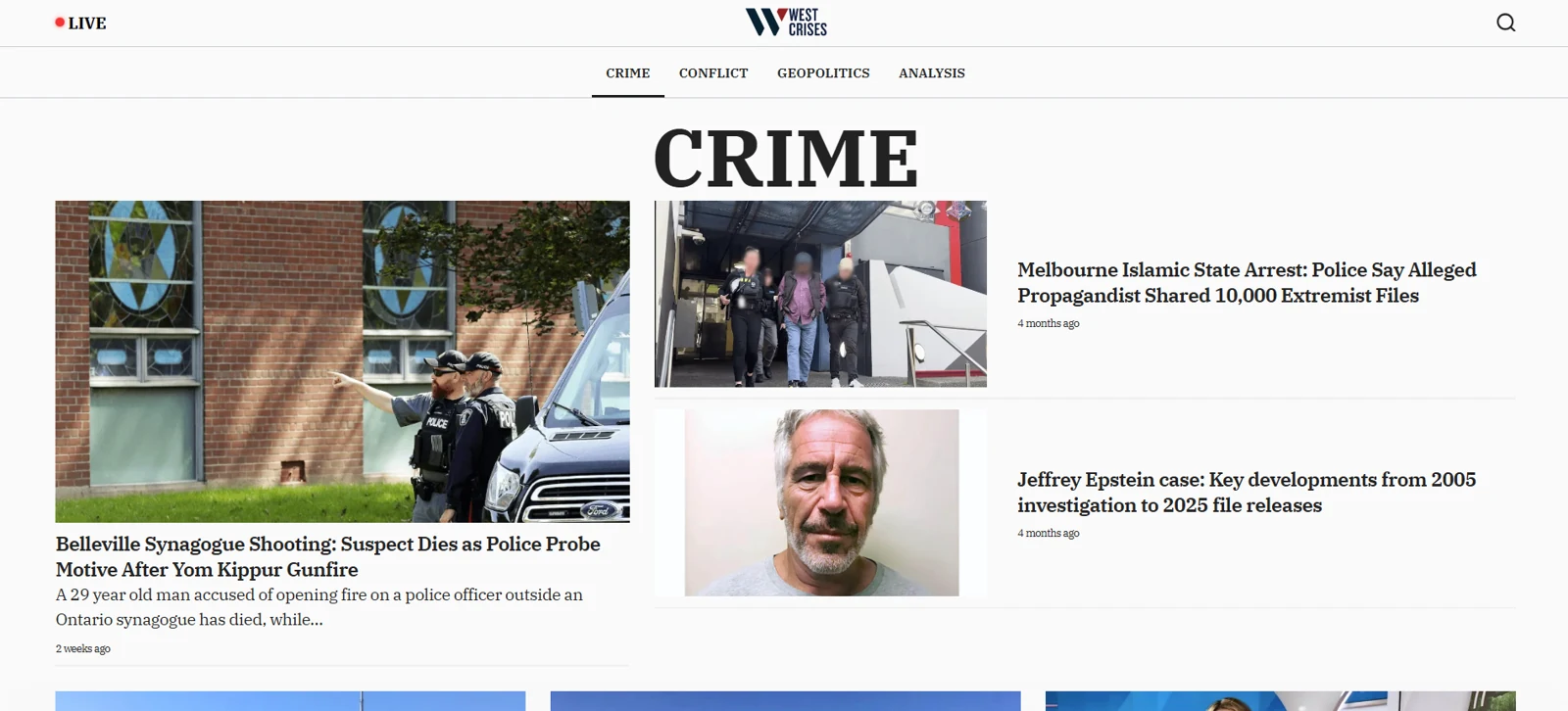 Crime category page and story collection